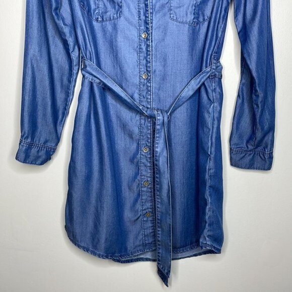 Velvet Heart Size S Anita Tencel Blue Chambray Button Down Casual Shirt Dress - Picture 3 of 12